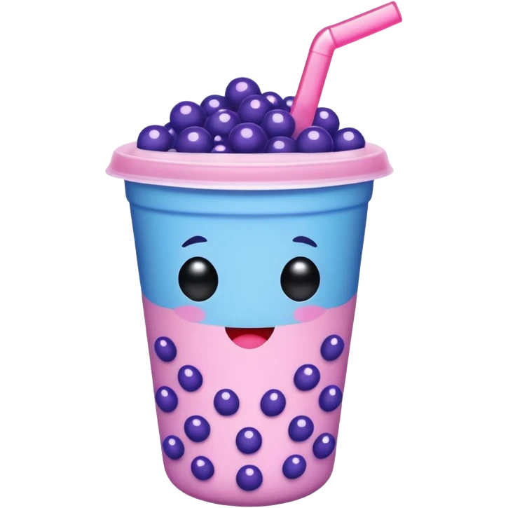 Kawaii boba drink blue pink and purple emoji
