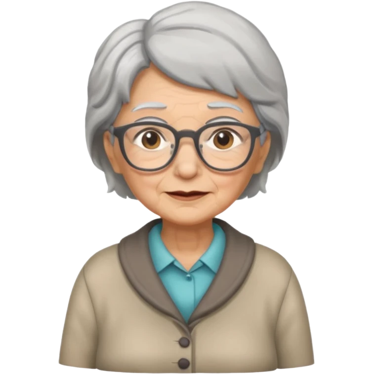 grandmother with glasses and gray hair, grizzle full body emoji