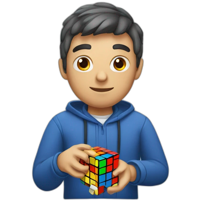 A guy solving rubiks cube emoji