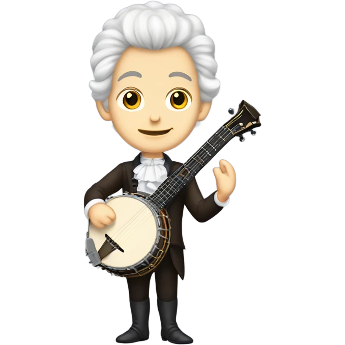Wolfgang Mozart chibi wig standing young 5-string banjo emoji