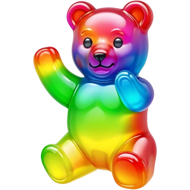 A neon rainbow gummy bear emoji