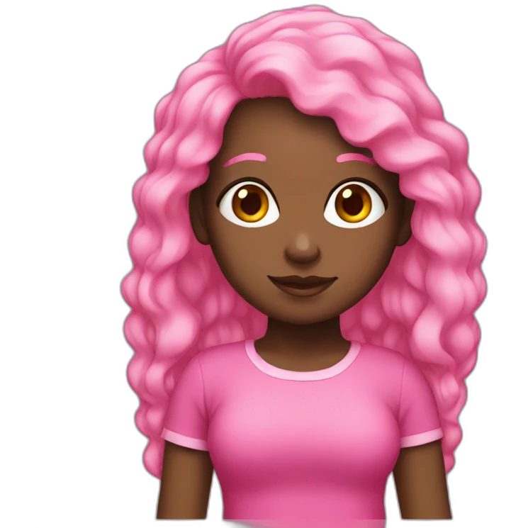 black girl with pink clothes and pink hair emoji