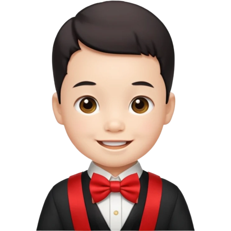 baby guy, wearing chinese royal ancient custome, red bow tie emoji