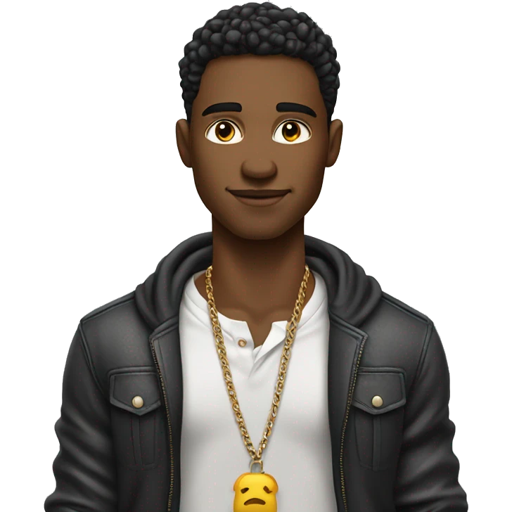 A cool attitude young man with rich cloths , iphone , iwatch emoji