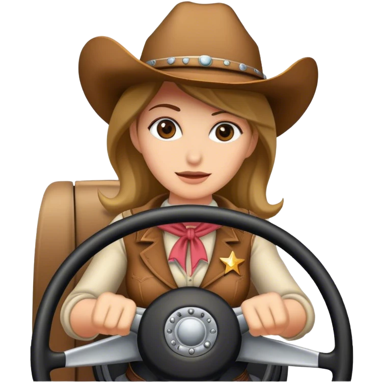 Cowgirl behind steering wheel emoji
