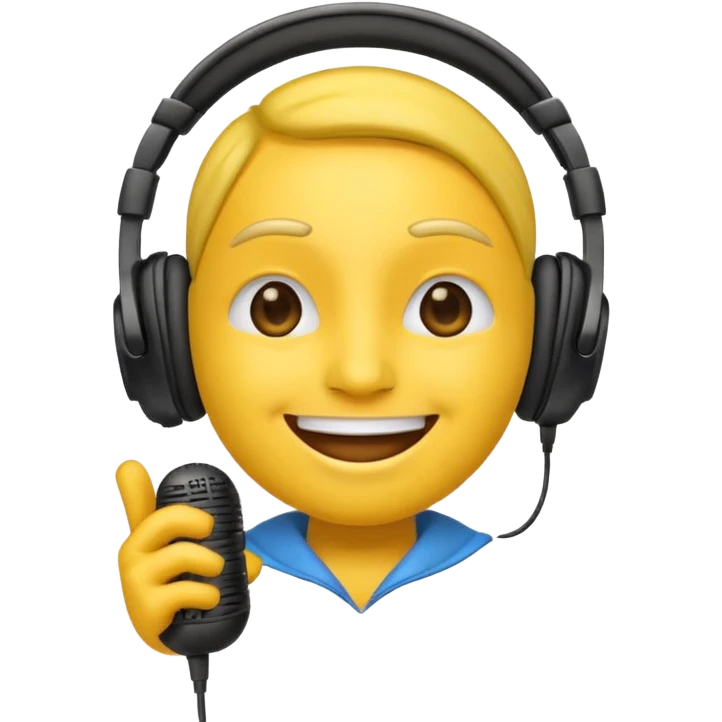 An emoji wearing headphone with mic and emoji