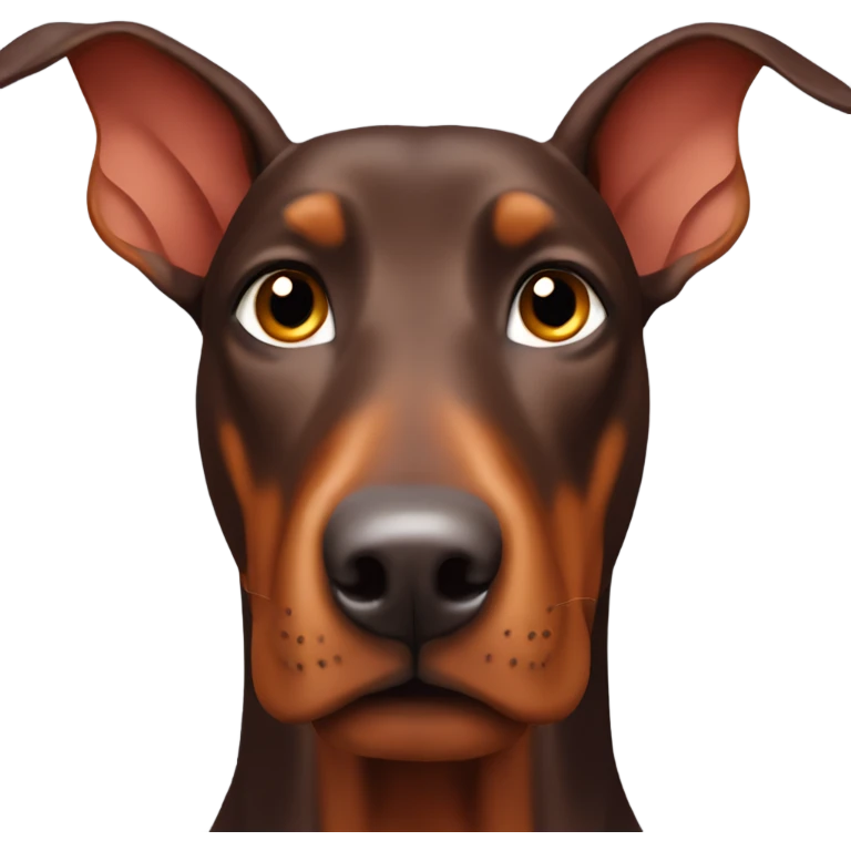 Red Doberman without cropped ears face facing front happy expression  emoji