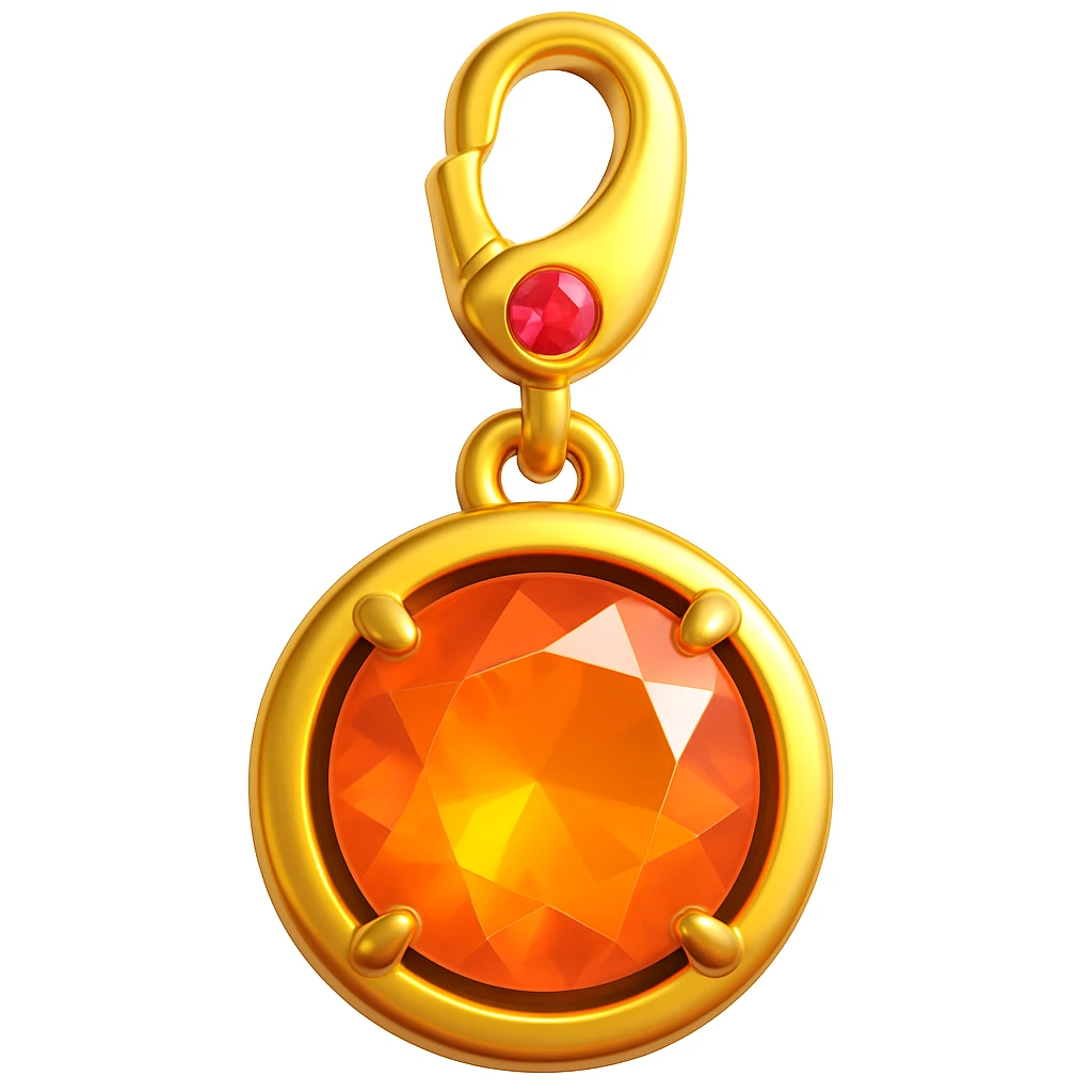 change the silver setting and jump ring to gold, keep the round cut pink fire opal and Y2K style, extreme close-up, 3D emoji style emoji