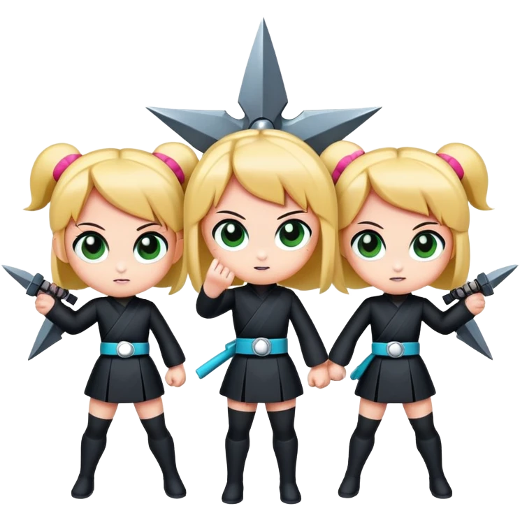Powerpuff girls holding ninja stars  emoji