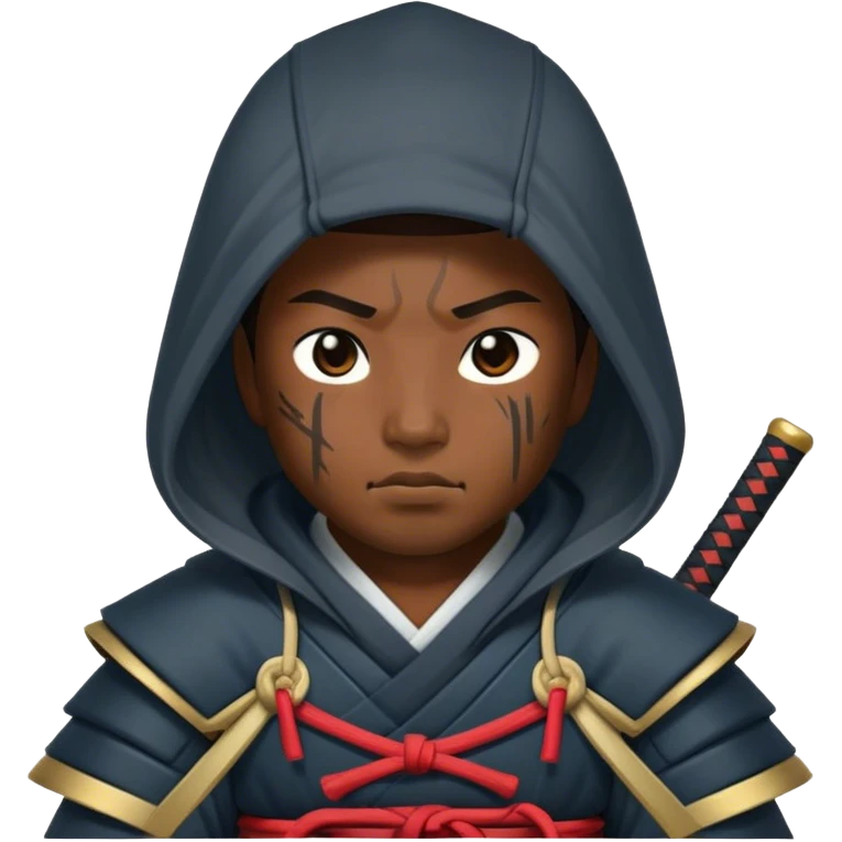  a samurai warrior with a hood and scars  emoji