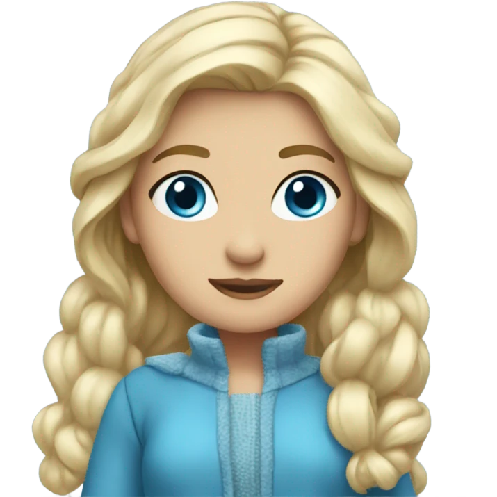 Winter Outfit, blond princess with blue eyes emoji