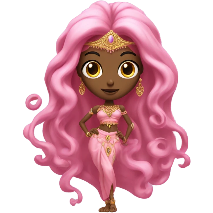 Pink genie with human body emoji
