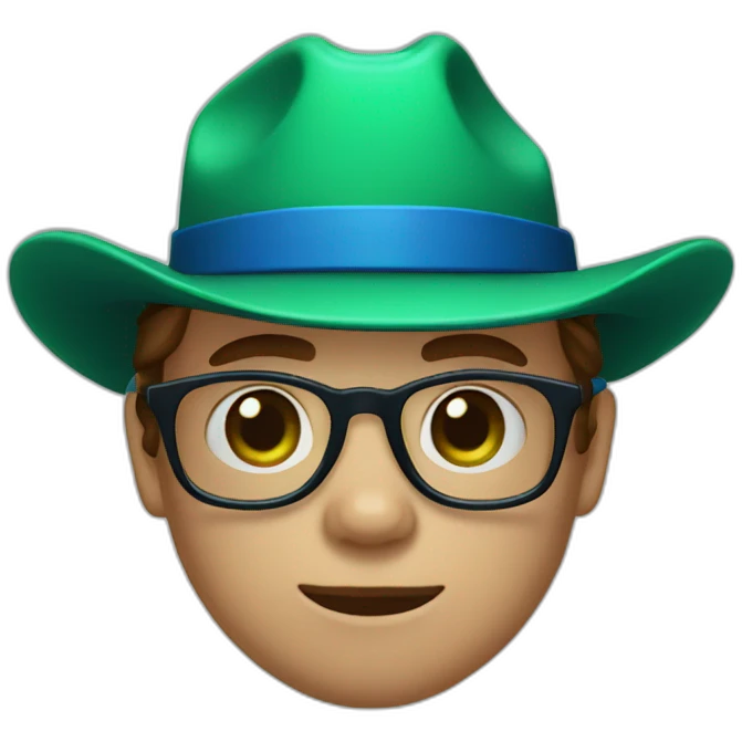 A cow boy with a green skin and a blue glasses emoji