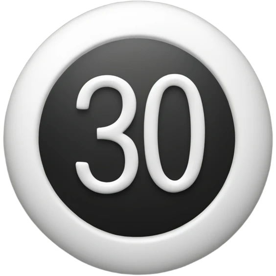 white circle  and the number 30 in black in the middle of the circle.  emoji
