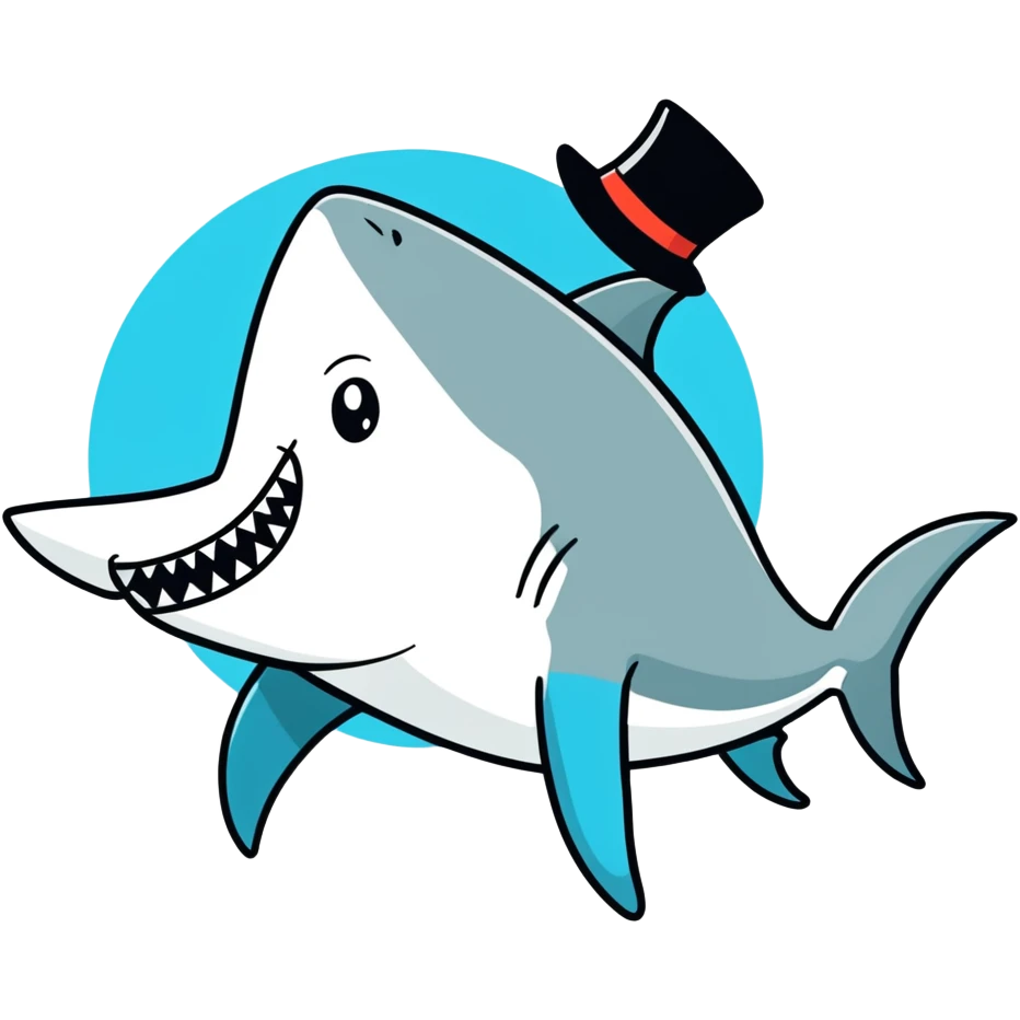 Shark with a top hat emoji
