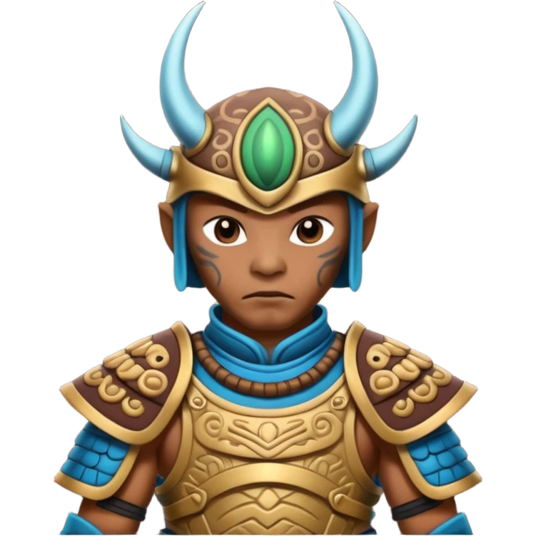 alien mayan ancient samurai with tatooed emoji