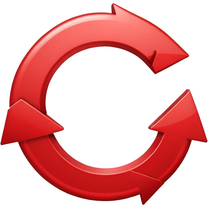 Prompt 15: "Is your backup plan."
Graphic: 🔄 Refresh/loop arrows icon (white with red highlights).
Animation: Arrows rotate smoothly.
Background: Transparent. emoji