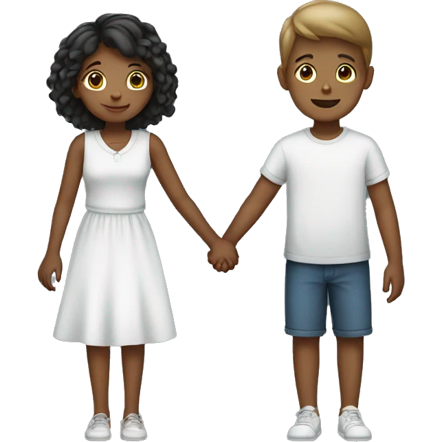 a boy and a girl holding hands emoji