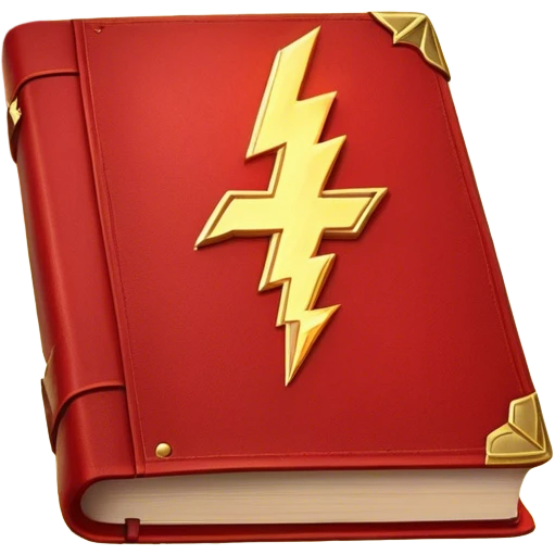 A fiery red book with golden details, a textured, leather-like cover, a flaming sword, or a lightning bolt, radiating power, resilience, and the fire of transformation-- the inner strength book emoji
