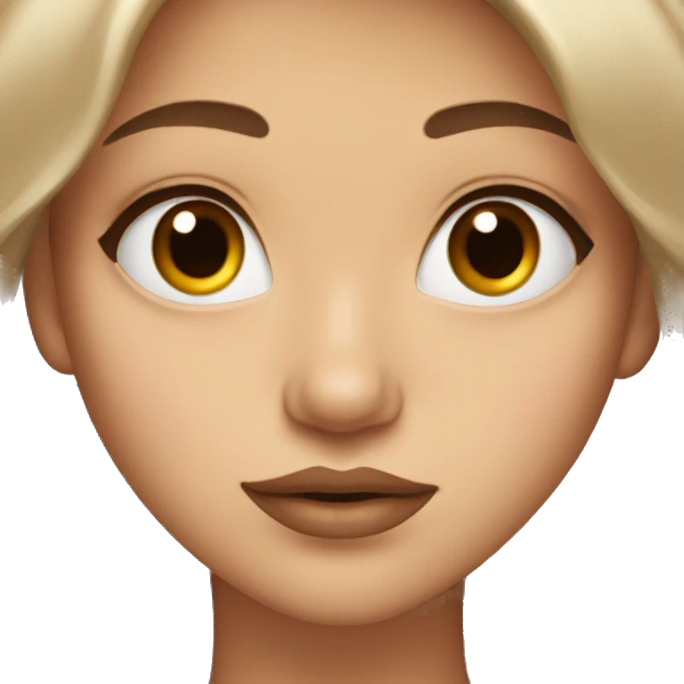 girl with brown long hair brown eyes and big lips emoji