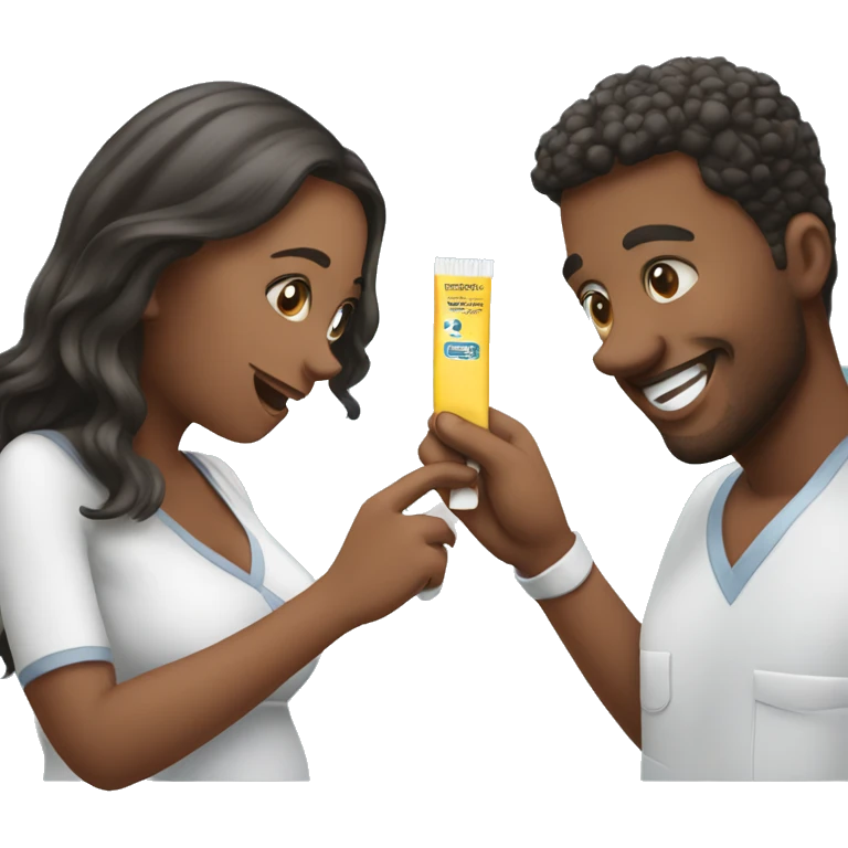 couple looking at pregnancy test emoji
