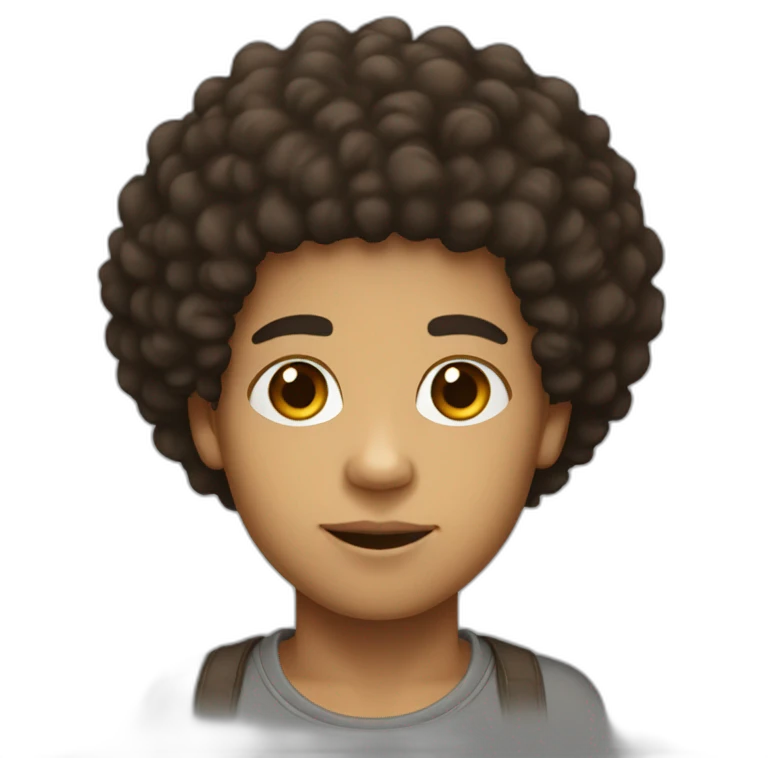 lightskin boy with afro hair emoji