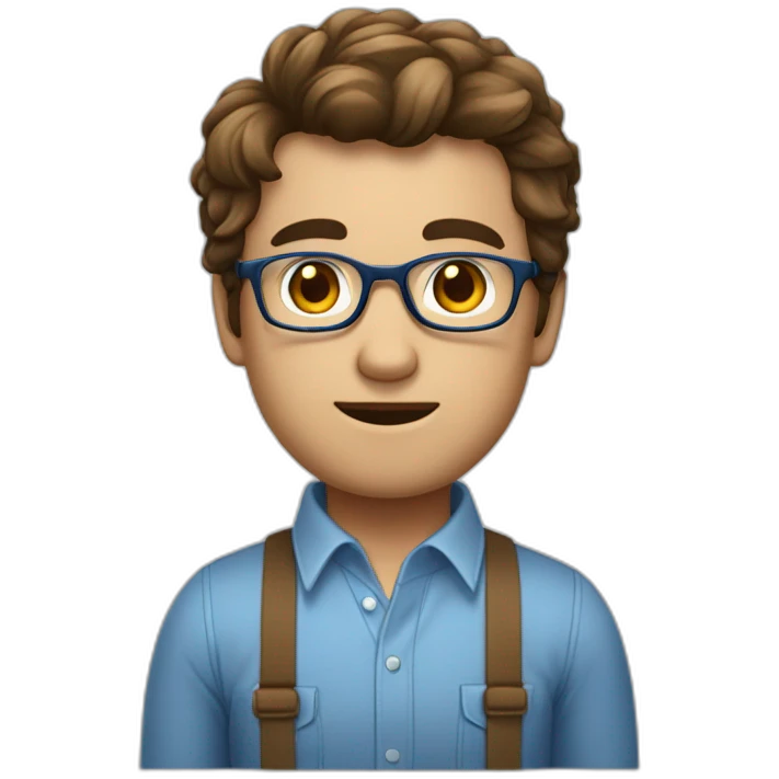 Homme en chemise, cheveux brun, yeux bleu et lunette emoji
