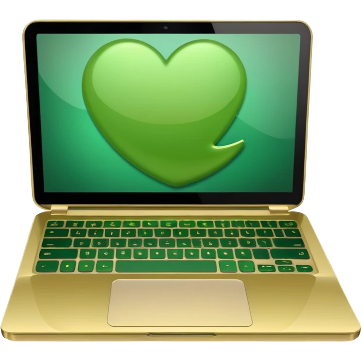 laptop without logo`s in golden and green colours emoji