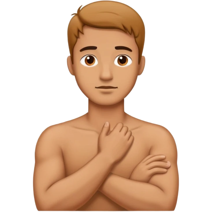 Guy with both hands crossed on his neck emoji