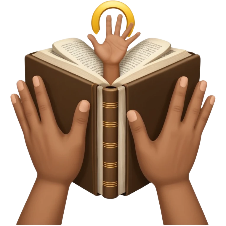 bible with different skin coloured hands on it shoing anti racism emoji