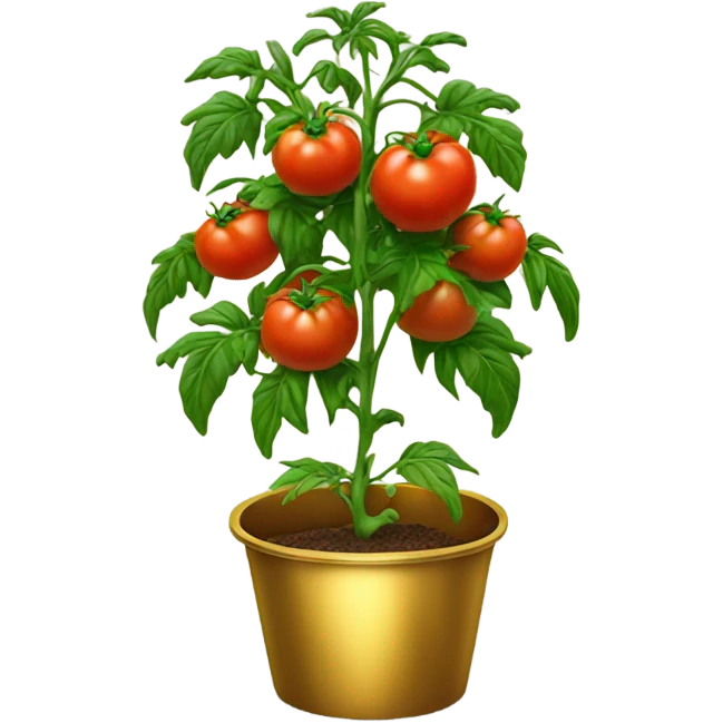 Tomato plant with tomatoes on in a gold pot emoji