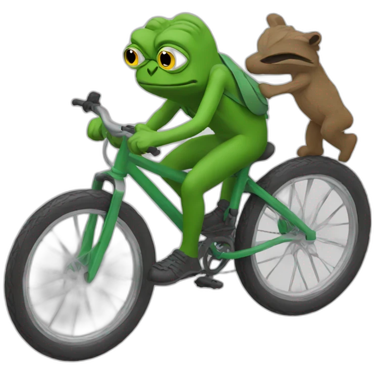 Pepe sad riding mountain bike emoji