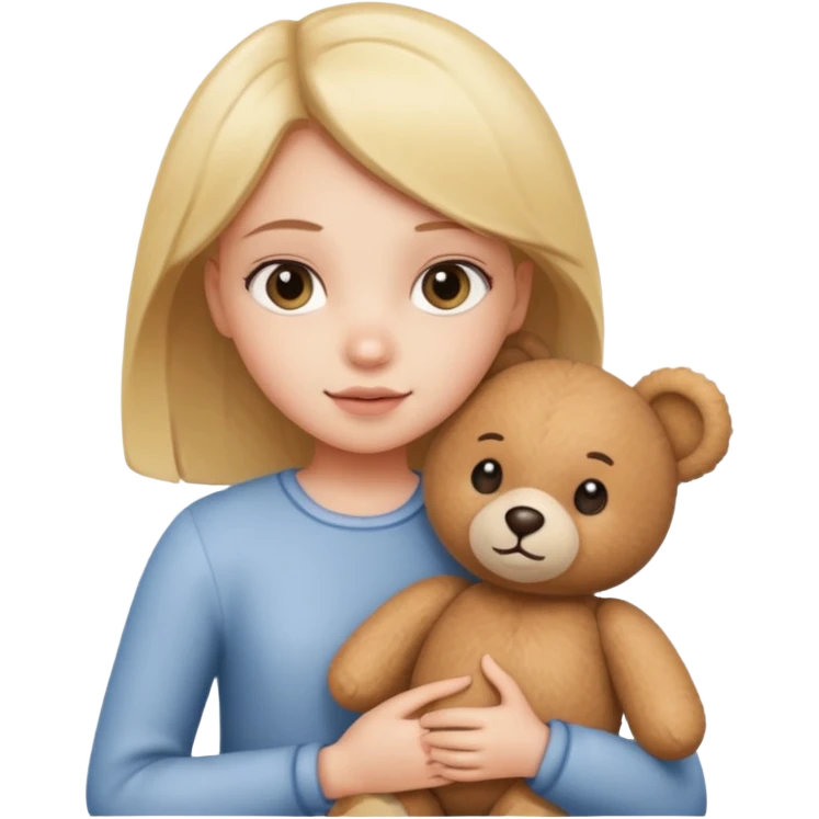 A girl with fair color and teddy bear in her hand emoji