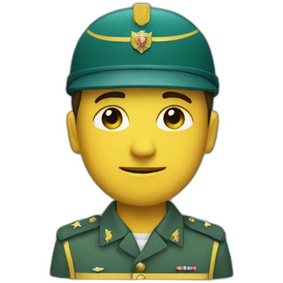 militar with a yellow helmet and teal uniform emoji