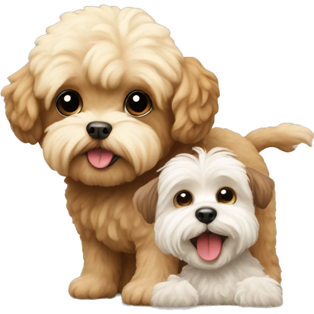 Maltipoo with a monkey emoji