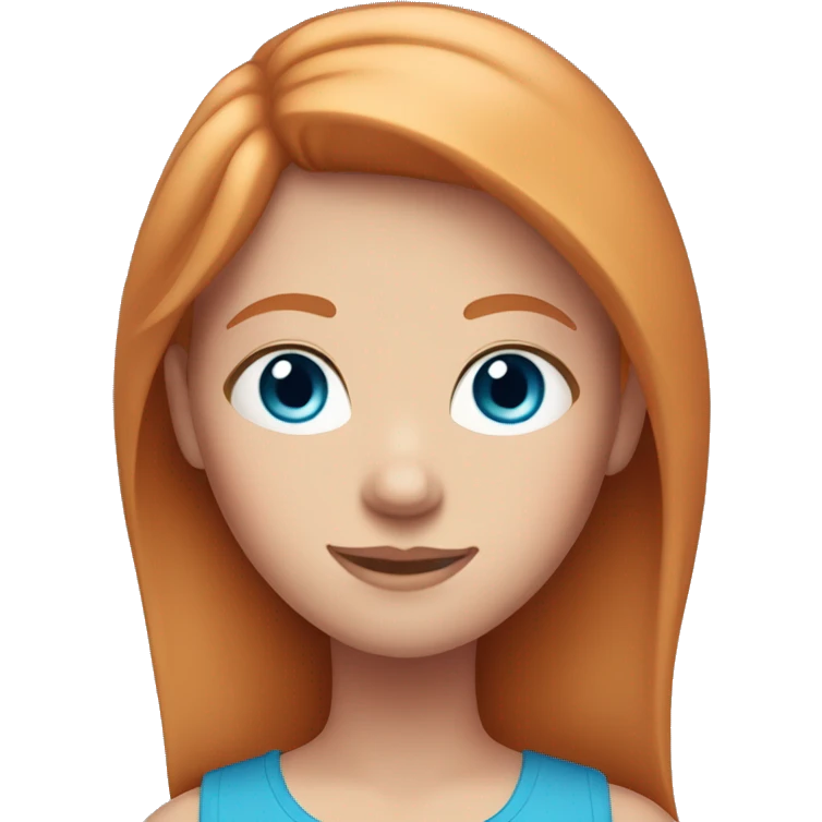 Girl with straight ginger hair and blue eyes and pink top emoji