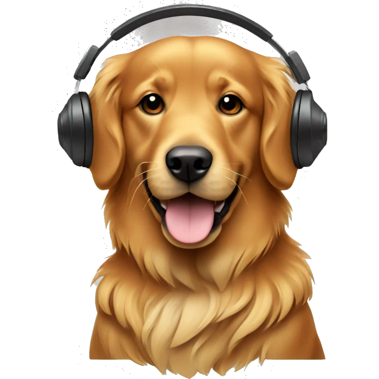 A reddish golden retriever with headphones on  emoji
