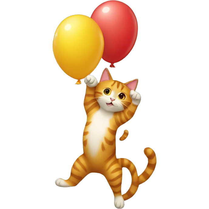 cat climbing on a balloon shaped like the number 7 emoji