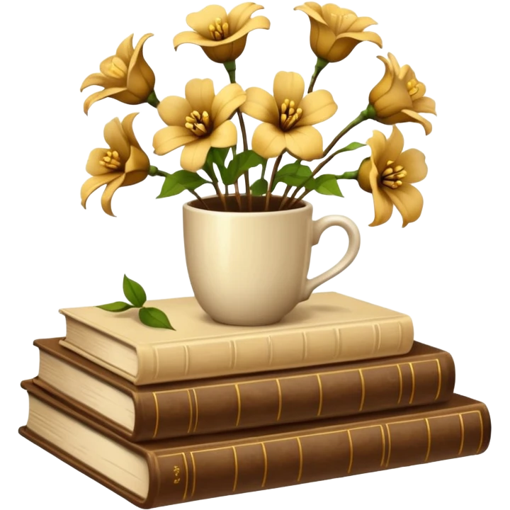 Kahve çiçek kitap emoji