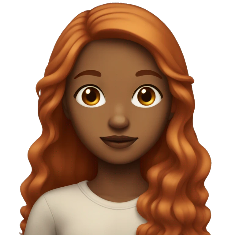Light brown girl with long red hair and brown eyes emoji