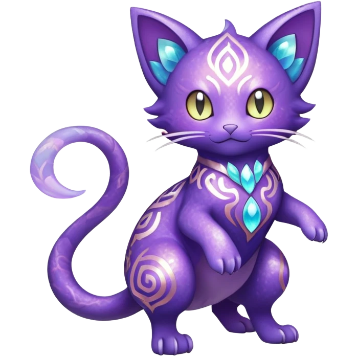 Shiny Magical Elemental Purrloin-Delcatty-Pokémon-Fakémon-hybrid-creature (full body) emoji