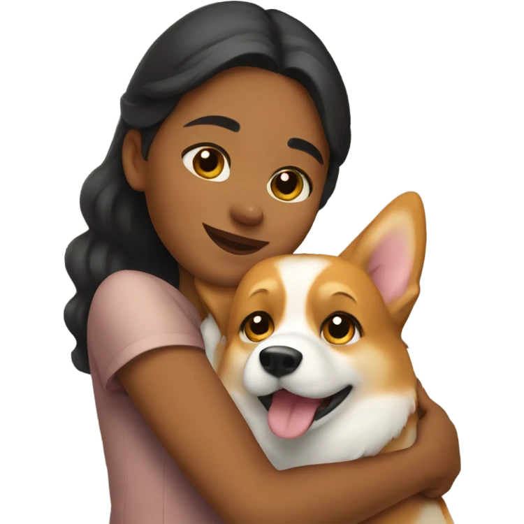 Girl hugging a corgi emoji