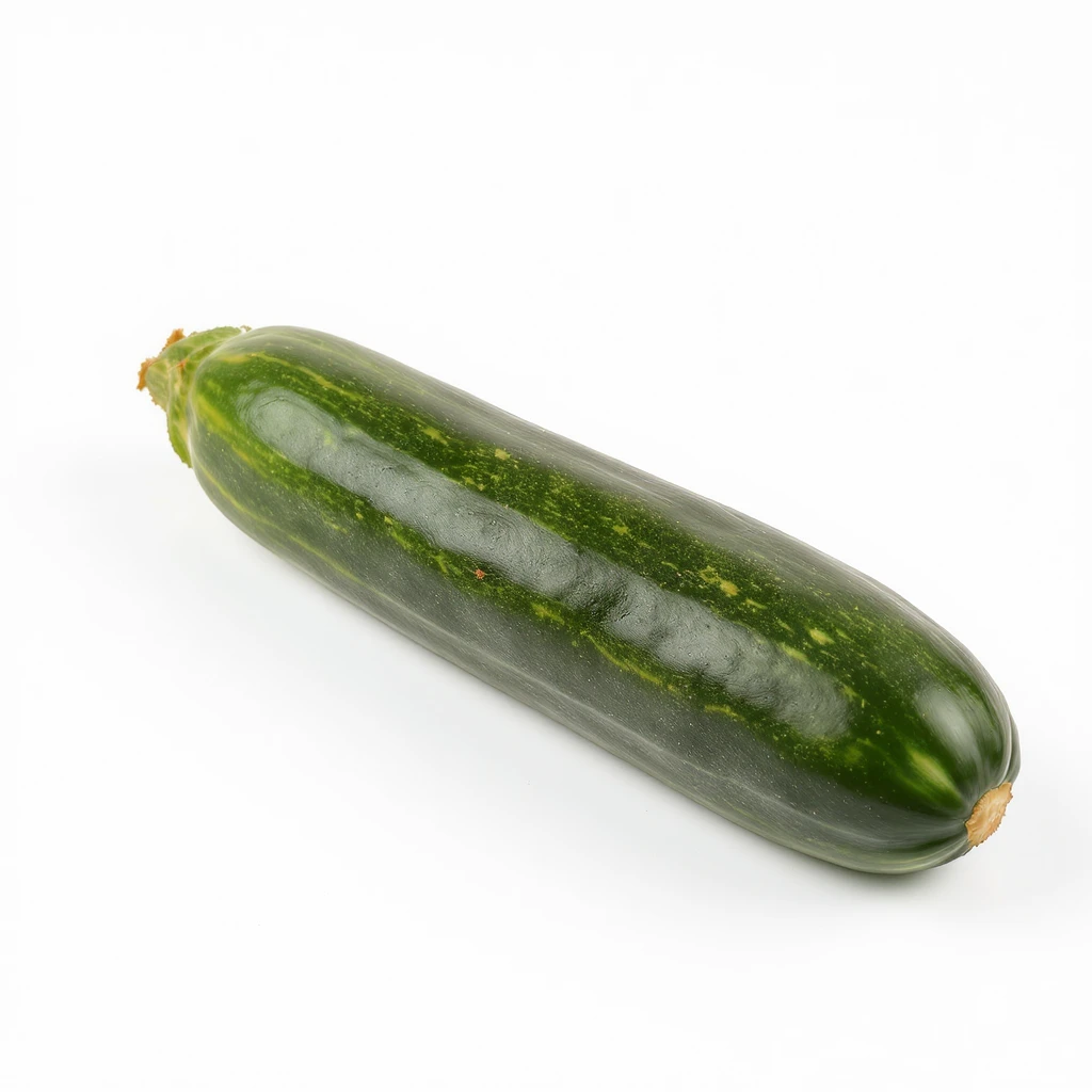 a single realistic courgette on white background emoji