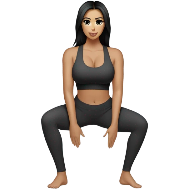Kim K squatting in yoga pants emoji