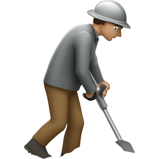 Metal detector, man digging dirt  emoji
