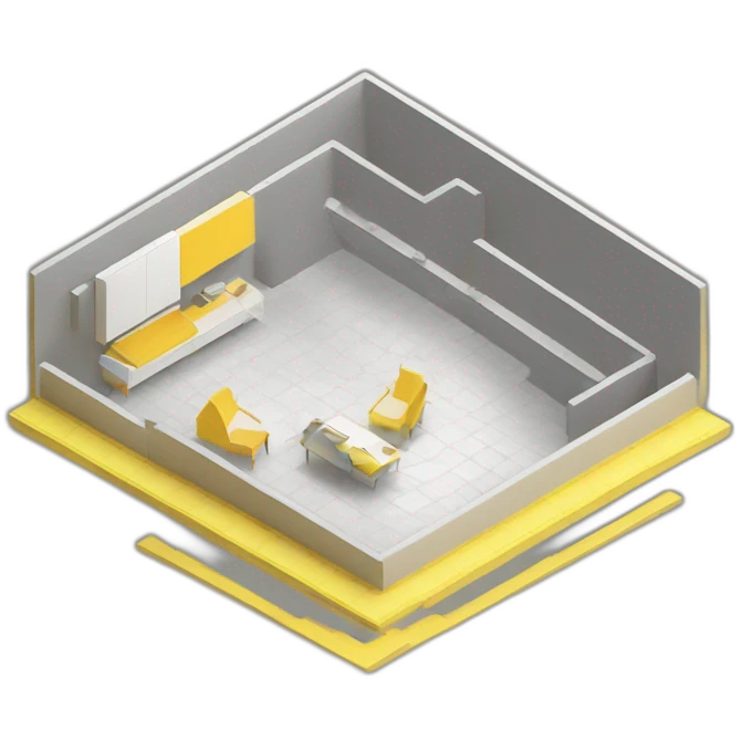 isometric transparent square floor layout lines solid yellow outline border emoji