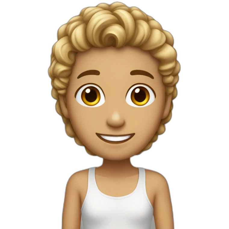 Joven blanco con cabello cafe rizado emoji