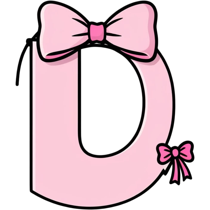 Pink letter T with bow emoji
