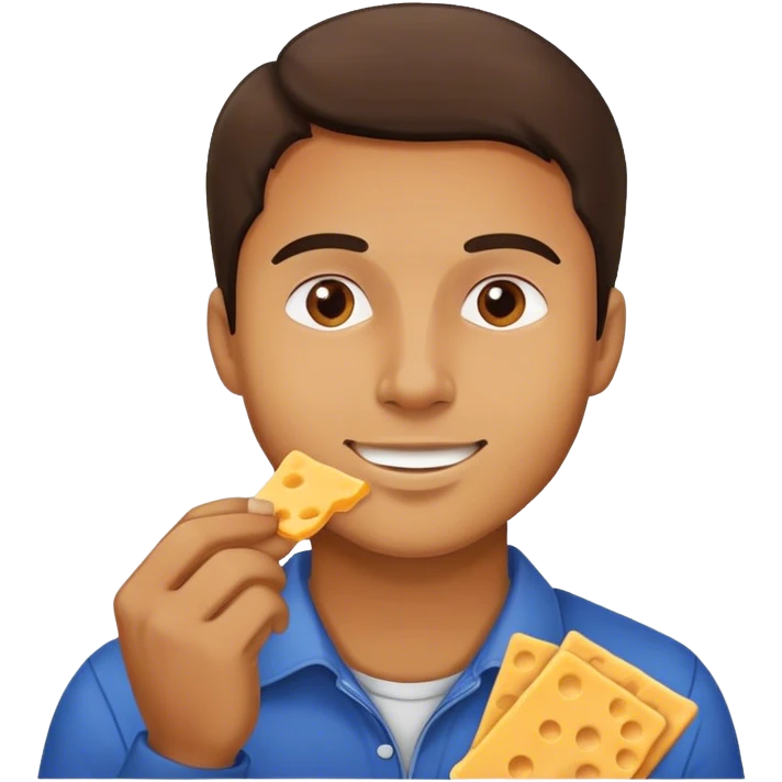 Man eating cheese crackers emoji