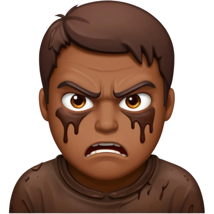 Rahjeed covered in muddy chocolate angry emoji